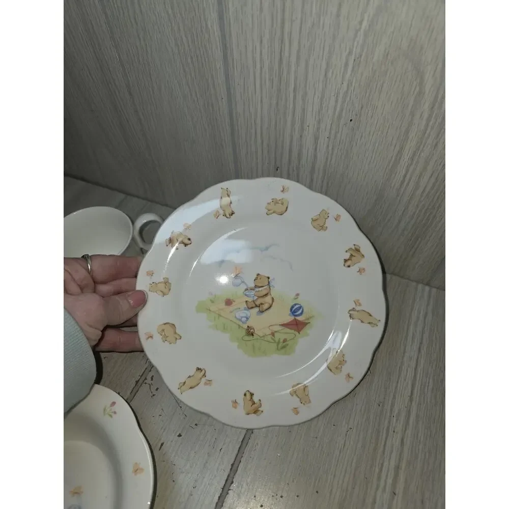Vintage Noritake Busy Bear Child's Babys Dish Set Plate Bowl & Cup Dining Set
